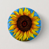 Abstracte zonnebloempitten ronde button 5,7 cm (Voorkant)