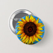 Abstracte zonnebloempitten ronde button 5,7 cm (Voorkant /achterkant)