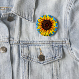 Abstracte zonnebloempitten ronde button 5,7 cm