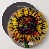 Abstracte zonnebloempitten Ronde Button 6,0 Cm (Voorkant /achterkant)