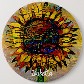 Abstracte zonnebloempitten Ronde Button 6,0 Cm (Voorkant)