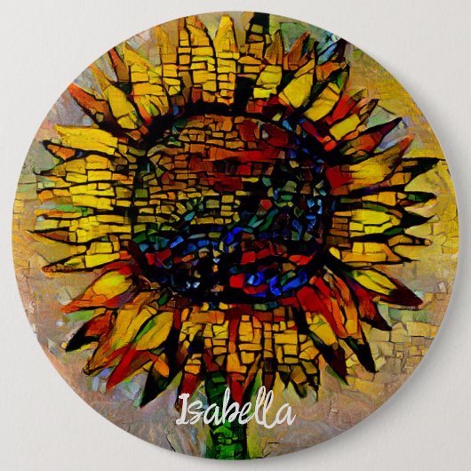 Abstracte zonnebloempitten Ronde Button 6,0 Cm (Voorkant)