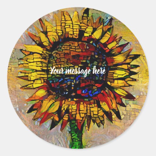  Abstracte zonnebloempitten Ronde Sticker (Voorkant)