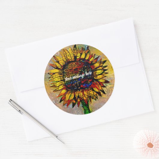  Abstracte zonnebloempitten Ronde Sticker (Envelop)