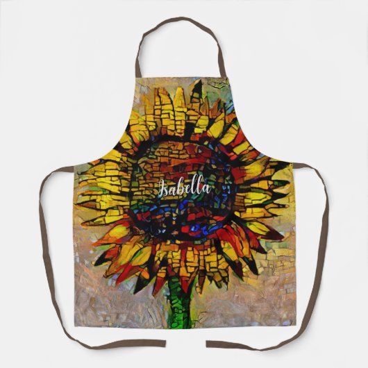  Abstracte zonnebloempitten Schort (Voorkant)