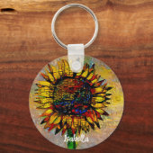  Abstracte zonnebloempitten Sleutelhanger (Voorkant)