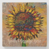 Abstracte zonnebloempitten Stenen Onderzetter (Voorkant)