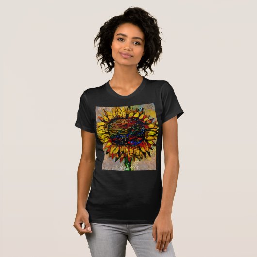  Abstracte zonnebloempitten T-shirt (Voorkant volledig)