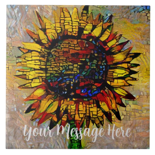 Abstracte zonnebloempitten Tegeltje (Voorkant)