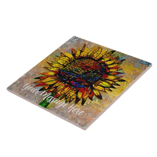  Abstracte zonnebloempitten Tegeltje (Zijkant)