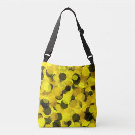 Abstracte zonnebloempitten, trillende natuur, stip crossbody tas