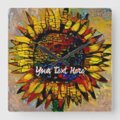 Abstracte zonnebloempitten Vierkante Klok (Voorkant)