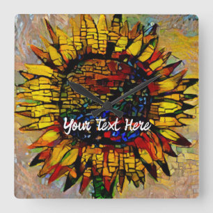  Abstracte zonnebloempitten Vierkante Klok