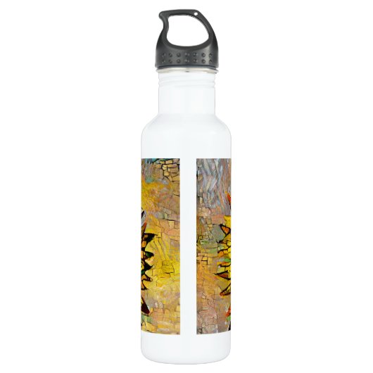  Abstracte zonnebloempitten Waterfles (Achterkant)