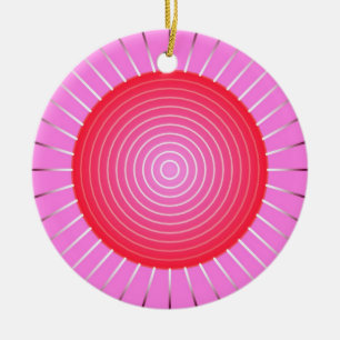 Abstracte zonnebrand in koraal, roze en zilver keramisch ornament