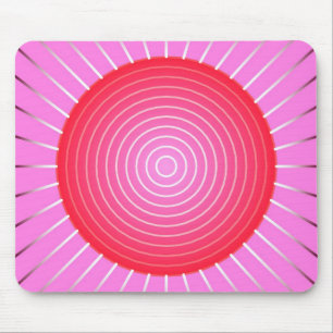 Abstracte zonnebrand in koraal, roze en zilver muismat