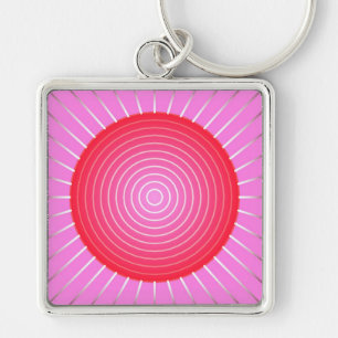 Abstracte zonnebrand in koraal, roze en zilver sleutelhanger