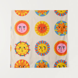 Abstracte zonnen: etnisch naadloos patroon. wandkleed