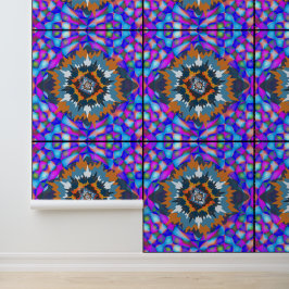 Abstracte Zonneschijn Kleurrijk Bloem Mandala Kuns Behang