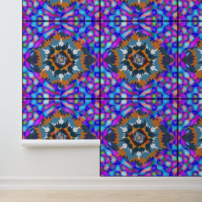 Abstracte Zonneschijn Kleurrijk Bloem Mandala Kuns Behang (Applicatie)