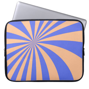 Abstracte zonnestraalachtergrond, blauw en oraal laptop sleeve
