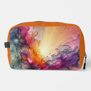 Abstracte Zonnestralen Bloemige Wolk Inkt Landscha Toilettasje
