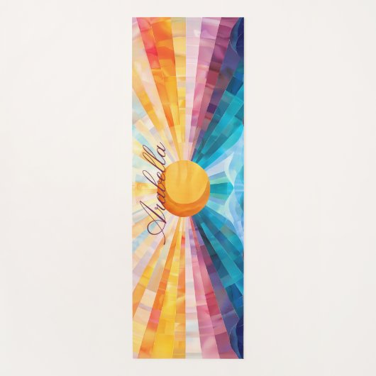 Abstracte zonnestralen en Zee horizon yogamat (Voorkant)