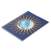 Abstracte zonnestralen met retro-stijl notitieboek (Linkerzijde)