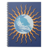 Abstracte zonnestralen met retro-stijl notitieboek (Voorkant)