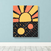 abstracte  zonsonderende oranje en rode strepen canvas afdruk (Insitu (Houten vloer))