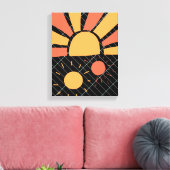 abstracte  zonsonderende oranje en rode strepen canvas afdruk (Insitu (Woonkamer))
