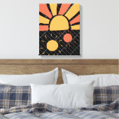 abstracte  zonsonderende oranje en rode strepen canvas afdruk (Insitu (Slaapkamer))