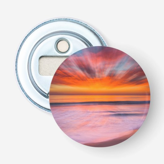 Abstracte zonsondergang bij Tamarack Beach Button Flesopener (Voorkant)