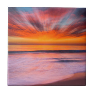 Abstracte zonsondergang bij Tamarack Beach Tegeltje