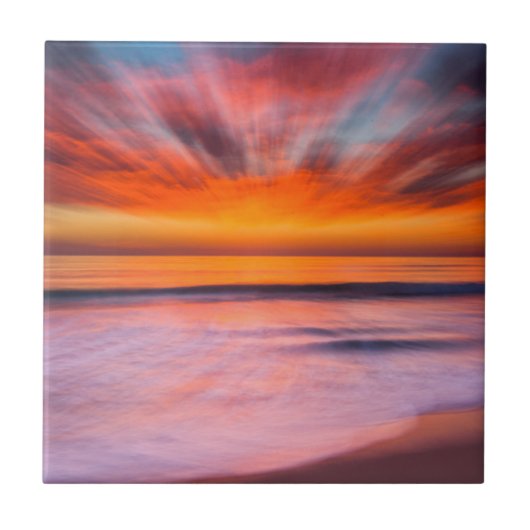 Abstracte zonsondergang bij Tamarack Beach Tegeltje (Voorkant)