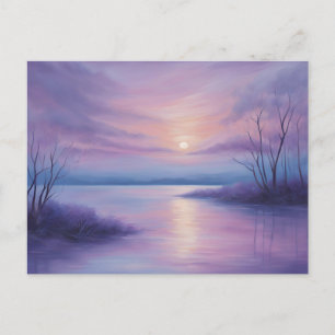 Abstracte zonsondergang boven het wintermeer briefkaart