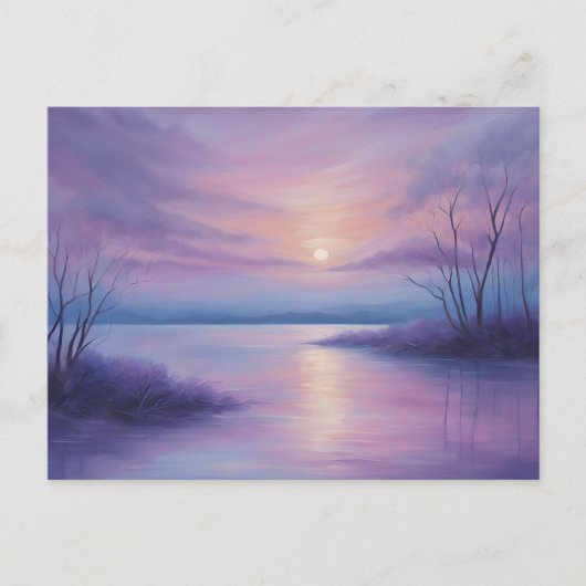 Abstracte zonsondergang boven het wintermeer briefkaart (Voorkant)