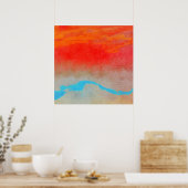 Abstracte Zonsondergang boven Oceaan Poster (Keuken)