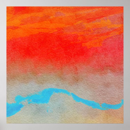 Abstracte Zonsondergang boven Oceaan Poster (Voorkant)