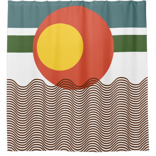 Abstracte zonsondergang douchegordijn (Voorkant)