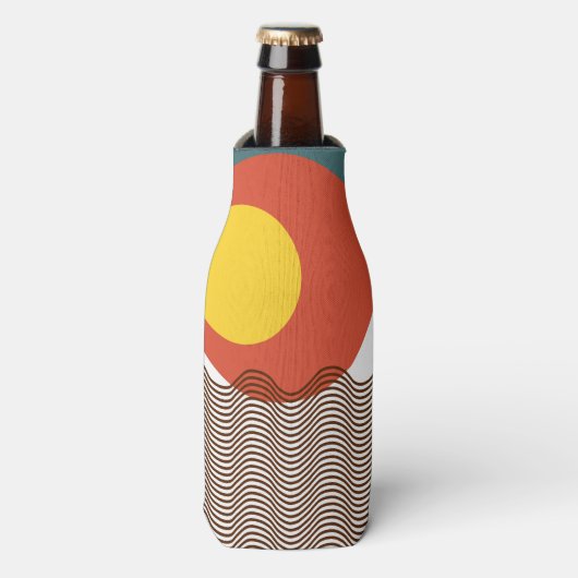 Abstracte zonsondergang flesjeskoeler (Fles Voorkant)