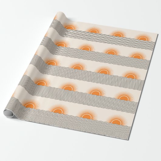 Abstracte zonsondergang: geometrische boho decor. cadeaupapier (Uitgerold)