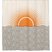 Abstracte zonsondergang: geometrische boho decor. douchegordijn (Voorkant)