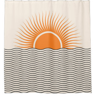 Abstracte zonsondergang: geometrische boho decor. douchegordijn
