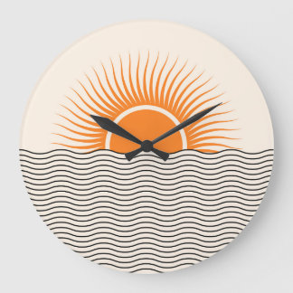 Abstracte zonsondergang: geometrische boho decor. grote klok