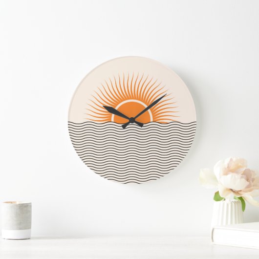 Abstracte zonsondergang: geometrische boho decor. grote klok (Huis)