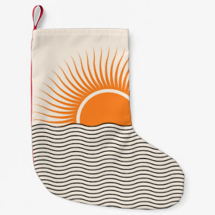 Abstracte zonsondergang: geometrische boho decor. kleine kerstsok