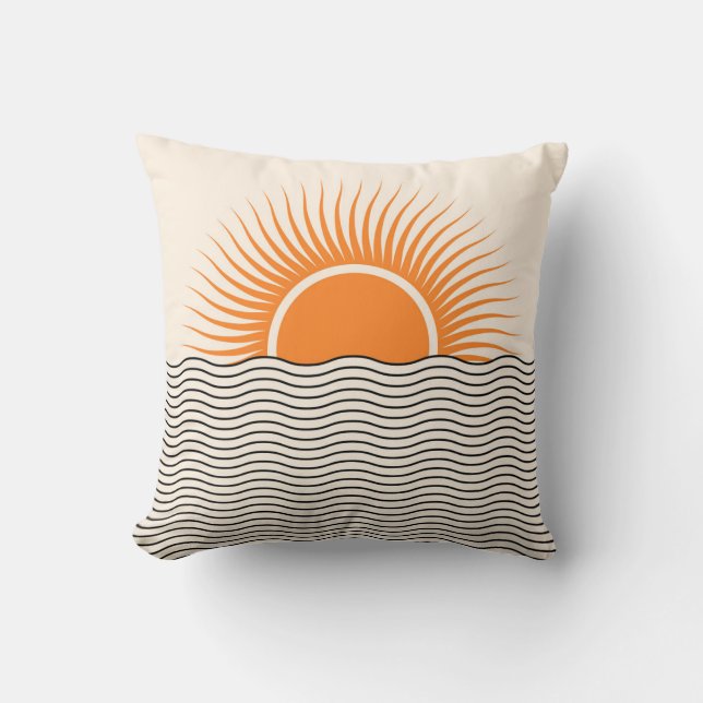 Abstracte zonsondergang: geometrische boho decor. kussen (Voorkant)