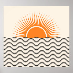 Abstracte zonsondergang: geometrische boho decor. poster