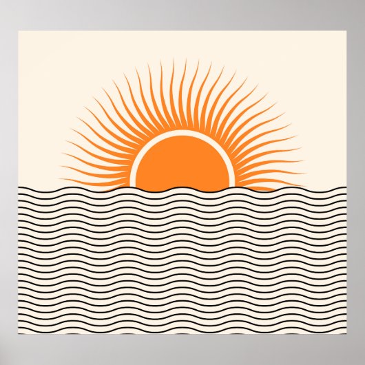 Abstracte zonsondergang: geometrische boho decor. poster (Voorkant)